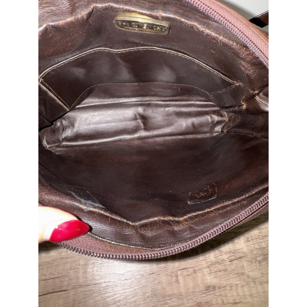 Vintage Givenchy Brown Leather 4G Logo Shoulder Bag Spain Quiet Luxury Classic - Picture 15 of 16